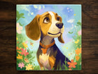 Beagle | Cute Dog Art (#13), on 6" x 6" Glossy Ceramic Decorative Tile, Free Shipping to USA