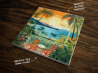 Scenic Island View | Tropical Art, on a Glossy Ceramic Decorative Tile, Free Shipping to USA