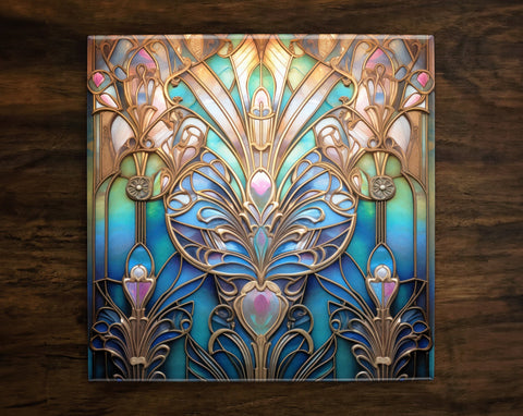 Art Nouveau | Art Deco | Ornate 1920s Style Design (#11), on a Glossy Ceramic Decorative Tile, Free Shipping to USA