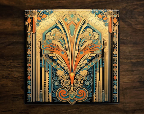 Art Nouveau | Art Deco | Ornate 1920s Style Design (#8), on a Glossy Ceramic Decorative Tile, Free Shipping to USA