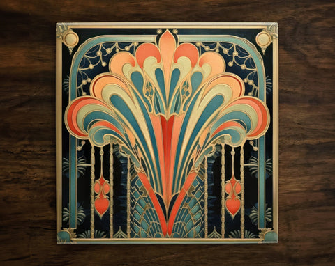 Art Nouveau | Art Deco | Ornate 1920s Style Design (#7), on a Glossy Ceramic Decorative Tile, Free Shipping to USA