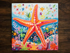 Wonderful Starfish Under the Sea Art, on a Glossy Ceramic Decorative Tile, Free Shipping to USA