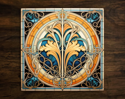 Art Nouveau | Art Deco | Ornate 1920s Style Design (#2), on a Glossy Ceramic Decorative Tile, Free Shipping to USA