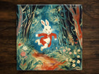 The White Rabbit Running in Wonderland Art, on a Glossy Ceramic Decorative Tile, Free Shipping to USA