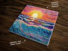Beautiful Mosaic Inspired Ocean Sunset Art, on a Glossy Ceramic Decorative Tile, Free Shipping to USA