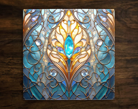 Art Nouveau | Art Deco | Ornate 1920s Style Design (#13), on a Glossy Ceramic Decorative Tile, Free Shipping to USA