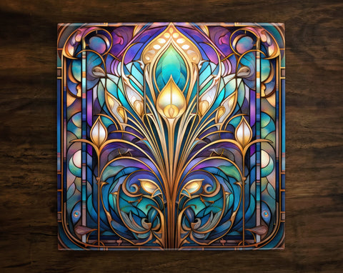 Art Nouveau | Art Deco | Ornate 1920s Style Design (#17), on a Glossy Ceramic Decorative Tile, Free Shipping to USA