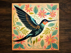 Lovely Hummingbird Art, on a Glossy Ceramic Decorative Tile, Free Shipping to USA