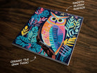 Stylish Owl Art, on a Glossy Ceramic Decorative Tile, Free Shipping to USA