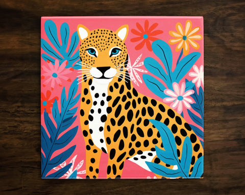 Stylish Cheetah Art, on a Glossy Ceramic Decorative Tile, Free Shipping to USA