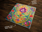 Ornate Design (#2), on a Glossy Ceramic Decorative Tile, Free Shipping to USA