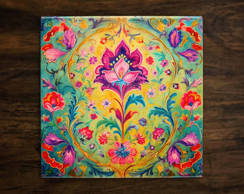Ornate Design (#2), on a Glossy Ceramic Decorative Tile, Free Shipping to USA