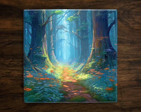 Amazing Forest Scenery | Wonders of Nature Art (#2), on a Glossy Ceramic Decorative Tile, Free Shipping to USA