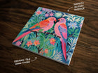 Lovebirds in Paradise Art, on a Glossy Ceramic Decorative Tile, Free Shipping to USA