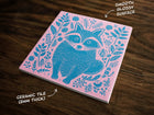 Stylish Blue & Pink Raccoon Art, on a Glossy Ceramic Decorative Tile, Free Shipping to USA
