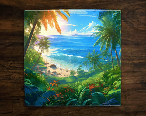 Amazing View From a Tropical Island | Wonders of Nature Art (#8), on a Glossy Ceramic Decorative Tile, Free Shipping to USA