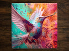 Beautiful & Vibrant Hummingbird Art, on a Glossy Ceramic Decorative Tile, Free Shipping to USA