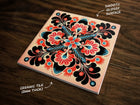 American Traditional Floral Art, on a Glossy Ceramic Decorative Tile, Free Shipping to USA