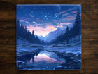 Nighttime Winter Snowy Landscape | Wonders of Nature Art (#3), on a Glossy Ceramic Decorative Tile, Free Shipping to USA