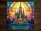 Magical Castle | Stained Glass Inspired Art, on a Glossy Ceramic Decorative Tile, Free Shipping to USA