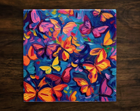 Beautiful Bright Vibrant Butterfly Art, on a Glossy Ceramic Decorative Tile, Free Shipping to USA