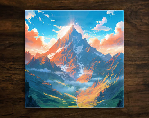 Beautiful Mountain Landscape | Wonders of Nature Art (#1), on a Glossy Ceramic Decorative Tile, Free Shipping to USA