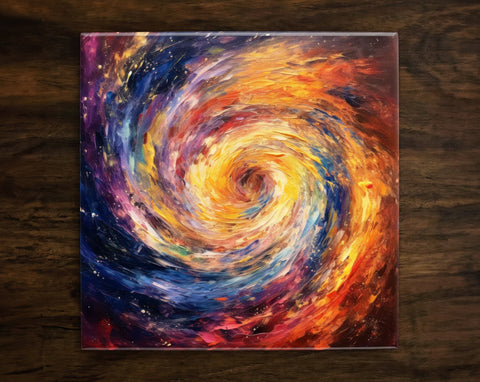 Abstract Galaxy | Vibrant Art (#3), on a Glossy Ceramic Decorative Tile, Free Shipping to USA
