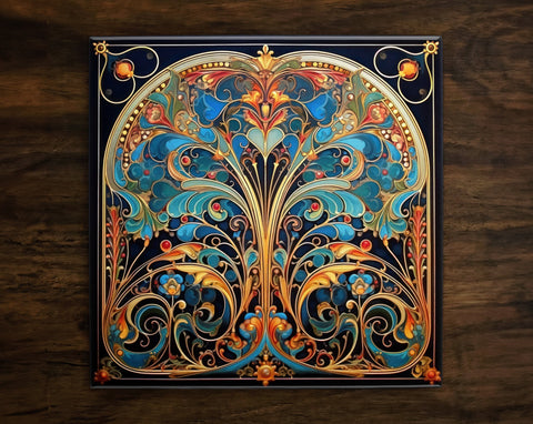 Art Nouveau | Art Deco | Ornate 1920s Style Design (#28), on a Glossy Ceramic Decorative Tile, Free Shipping to USA