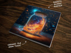 The Universe in a Jar Art, on a Glossy Ceramic Decorative Tile, Free Shipping to USA