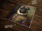 Portrait of a Pug | 17th-Century Inspired Art (#1), on a Glossy Ceramic Decorative Tile, Free Shipping to USA