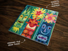 Tropical Tiki Inspired Art (#9), on a Glossy Ceramic Decorative Tile, Free Shipping to USA