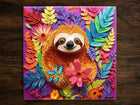 Cute Happy Sloth Art, on a Glossy Ceramic Decorative Tile, Free Shipping to USA