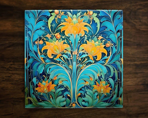 Art Nouveau | Art Deco | Ornate 1920s Style Design (#43), on a Glossy Ceramic Decorative Tile, Free Shipping to USA