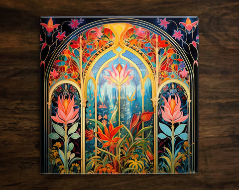 Art Nouveau | Art Deco | Ornate 1920s Style Design (#45), on a Glossy Ceramic Decorative Tile, Free Shipping to USA