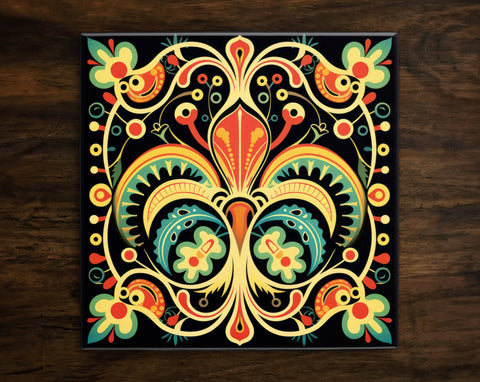 Unique Ornate Design (#1), on a Glossy Ceramic Decorative Tile, Free Shipping to USA