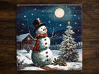 Snowman's Winter Wonderland | Christmas Art, on a Glossy Ceramic Decorative Tile, Free Shipping to USA