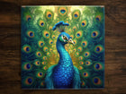 Fabulous Peacock Art, on a Glossy Ceramic Decorative Tile, Free Shipping to USA