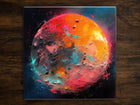 Moon Art, on a Glossy Ceramic Decorative Tile, Free Shipping to USA