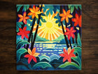 Hawaiian Inspired Art (#1), on a Glossy Ceramic Decorative Tile, Free Shipping to USA