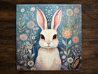 Enchanting Rabbit Haven, Art on a Glossy Ceramic Decorative Tile, Free Shipping to USA