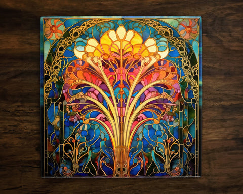 Art Nouveau | Art Deco | Ornate 1920s Style Design (#37), on a Glossy Ceramic Decorative Tile, Free Shipping to USA