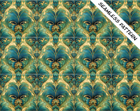 Art Nouveau | Art Deco | Ornate 1920s Style Design (#58), *SEAMLESS PATTERN* on a Glossy Ceramic Decorative Tile, Free Shipping to USA