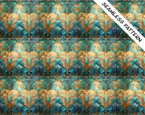 Art Nouveau | Art Deco | Ornate 1920s Style Design (#59), *SEAMLESS PATTERN* on a Glossy Ceramic Decorative Tile, Free Shipping to USA