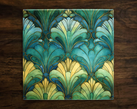 Art Nouveau | Art Deco | Ornate 1920s Style Design (#61), *SEAMLESS PATTERN* on a Glossy Ceramic Decorative Tile, Free Shipping to USA