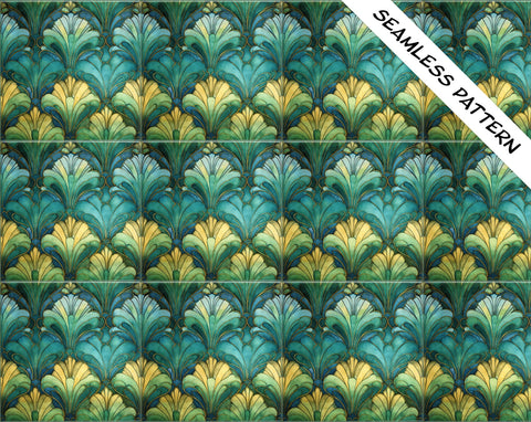 Art Nouveau | Art Deco | Ornate 1920s Style Design (#61), *SEAMLESS PATTERN* on a Glossy Ceramic Decorative Tile, Free Shipping to USA