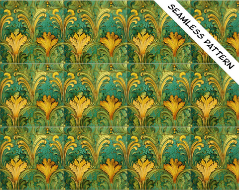 Art Nouveau | Art Deco | Ornate 1920s Style Design (#66), *SEAMLESS PATTERN* on a Glossy Ceramic Decorative Tile, Free Shipping to USA