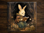 Enchanted Forest Rabbit Art, on a Glossy Ceramic Decorative Tile, Free Shipping to USA