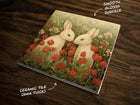 Bunny Love, Art on a Glossy Ceramic Decorative Tile, Free Shipping to USA