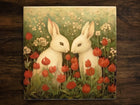 Bunny Love, Art on a Glossy Ceramic Decorative Tile, Free Shipping to USA