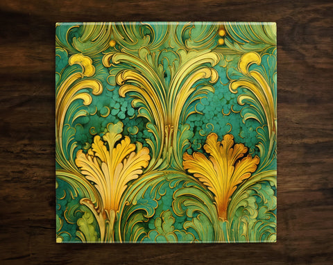 Art Nouveau | Art Deco | Ornate 1920s Style Design (#66), *SEAMLESS PATTERN* on a Glossy Ceramic Decorative Tile, Free Shipping to USA